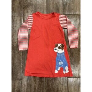 Girls Size 6 Long Sleeve Dress with Dog 100 Cotton Terrier Dog Puppy Cute EUC